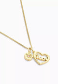 Royal gold heart necklace worn on model